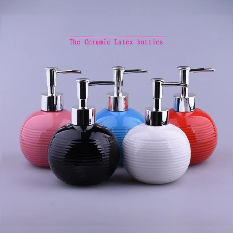

Hand Soap Dispenser Ceramic Bathroom Shampoo Shower Gel Lotion Refillable Bottles Cosmetics Container Empty Pump Bottle 350ML