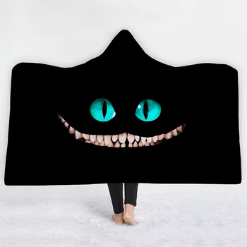 

200x120cm Oversized Alice In Wonderland Hooded Sherpa Blanket Mat Bed Soft Printed Fans Cloak Women Men Kids Cospaly Gift