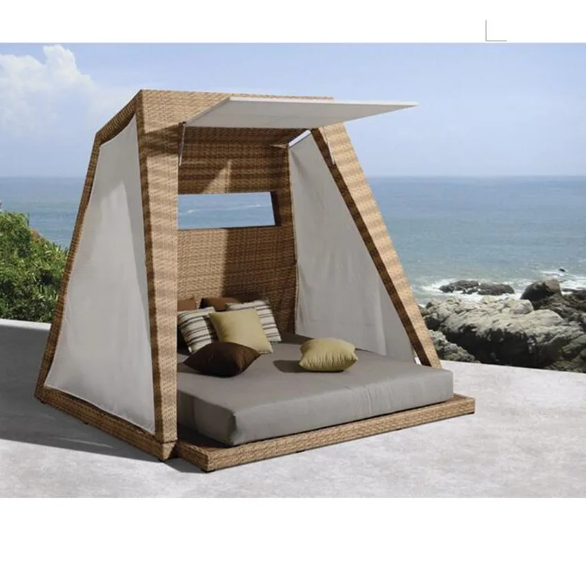 

New arrival patio outdoor garden wicker house shape latest metal bed designs