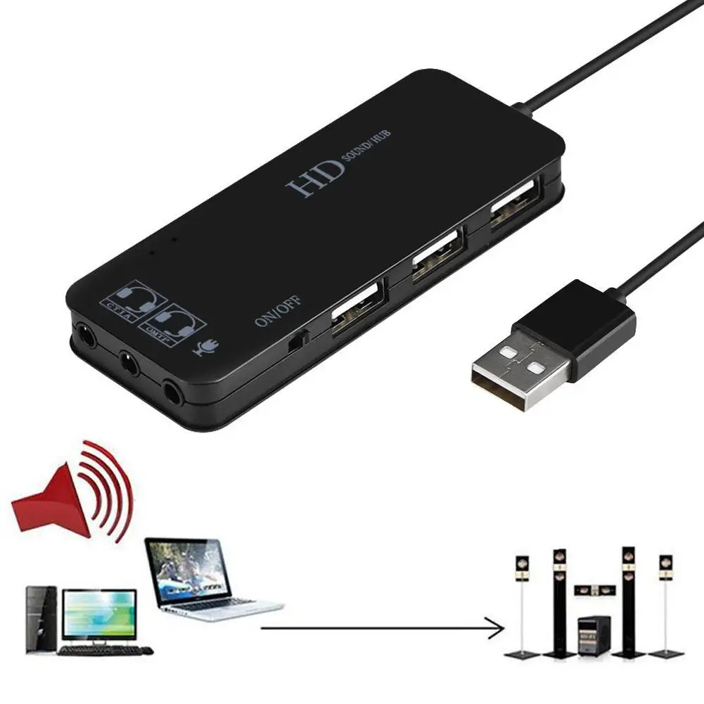 

7.1 Channel USB 2.0 Hub External Sound Card Audio Adapter Headphone Mic Converter