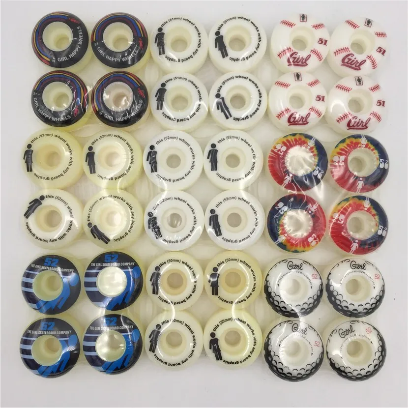 51/52/53mm Girl Element SKATEBOARD WHEELS 4pcs Stock Wheels for Double Rocker Skateboard Deck with good price