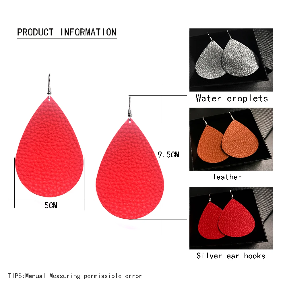 JUST FEEL Новое поступление кожаные каплевидные серьги разноцветные капли воды античный вид различные бохо серьги кристамас подарок