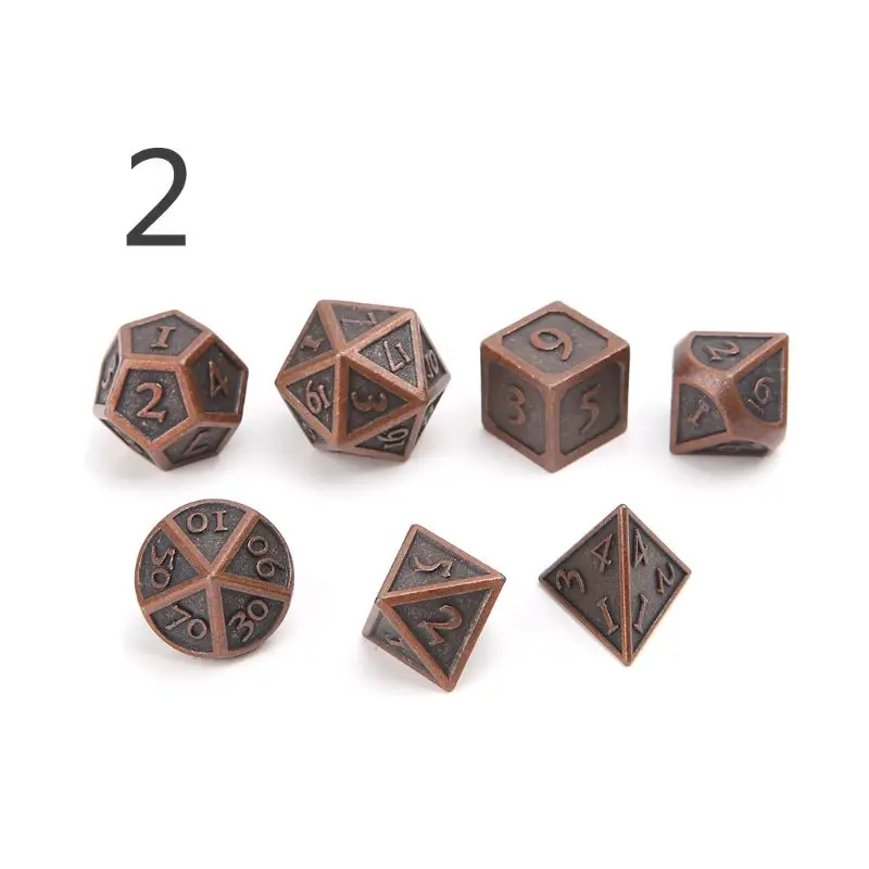 

Hot 7pcs/set Metal Dice Family Party Bar RPG D&D Polyhedral Board Game D4-D20