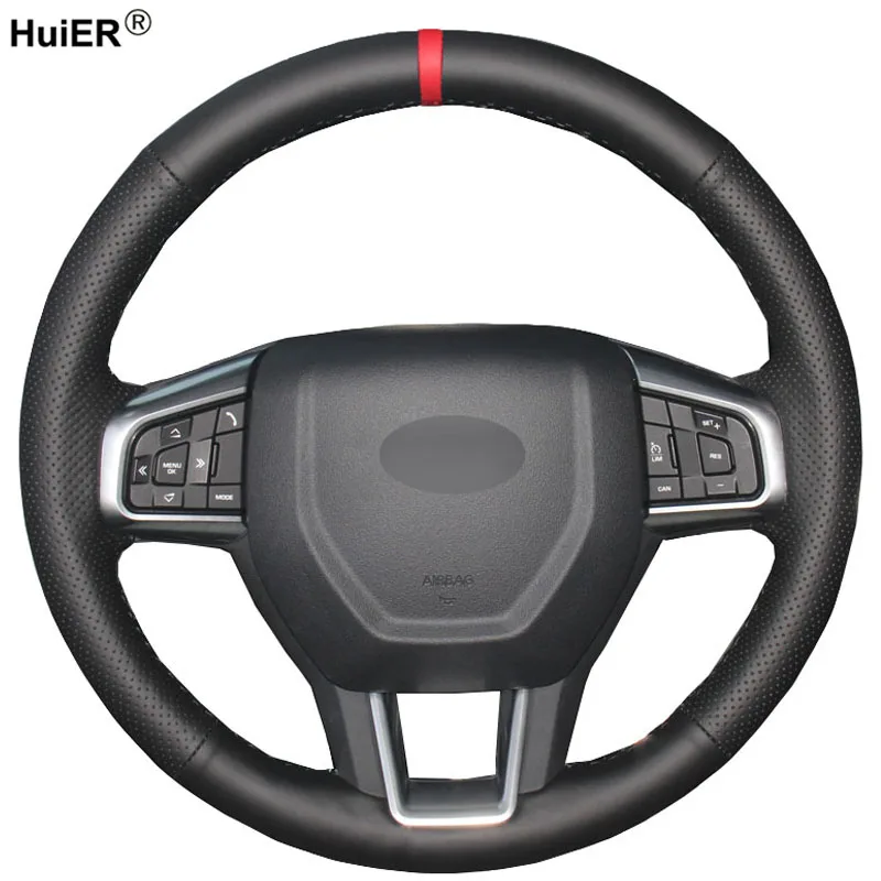 Huier Hand Sewing Car Steering Wheel Cover Red Marker For Land Rover
