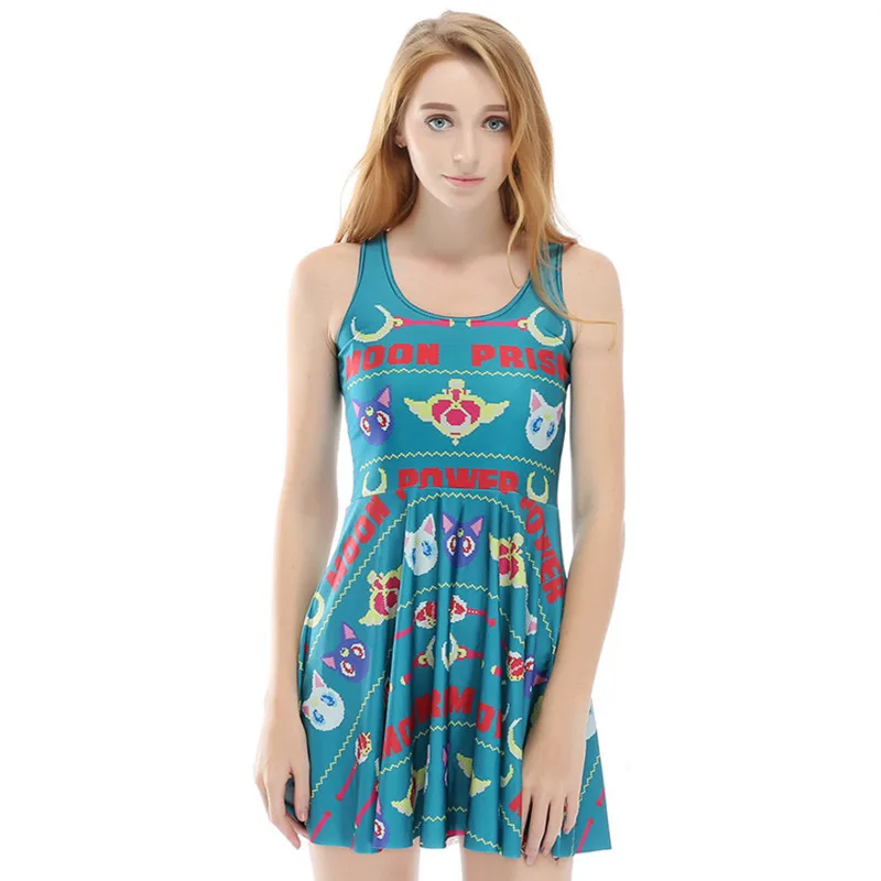 Women pleated Dress Tale As Old As Time printed Sleeveless dress Slim Mini Dress