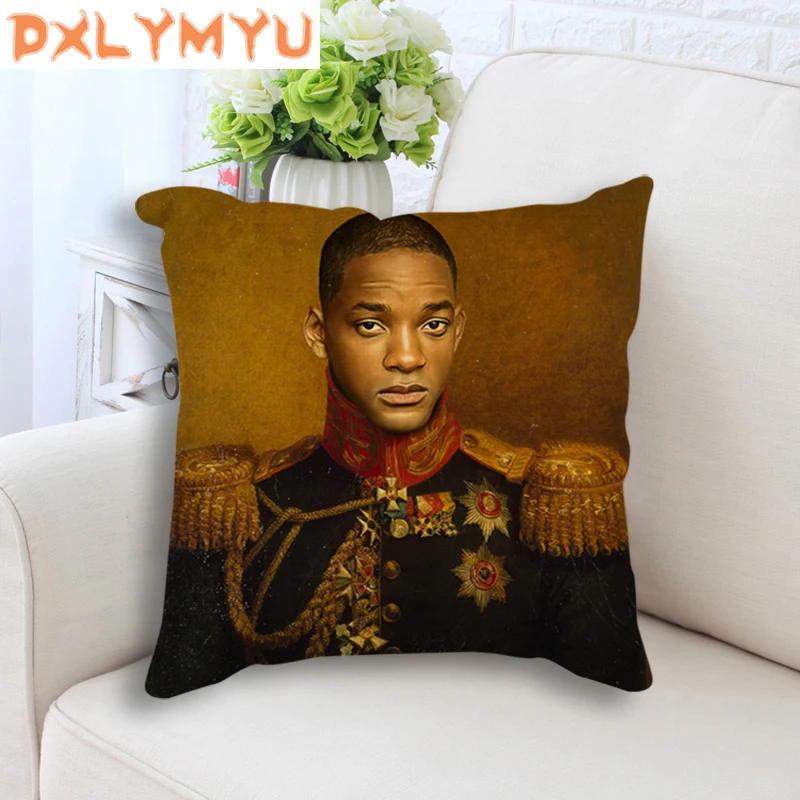 

Decorative Cushion Star Oil Painting Jr. Matt Damon Leonardo DiCaprio General Printed Linen Cushion Throw Pillow for Sofa Home