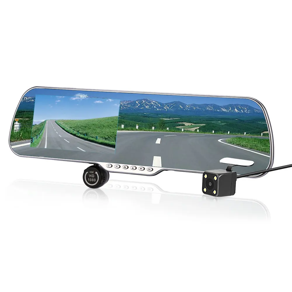 

5 inch Dpower Q6 Highlight Touch Screen Driving Recorder Mirror + GPS Tracking GPS Navigation Loop Recording Night Vision