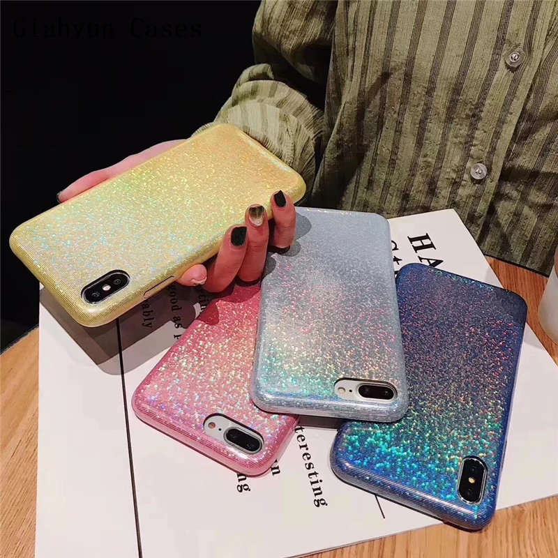 

Plain Bling Glitter Laser cover cases Ring Bracket For Xiaomi Redmi Note5 Note5Pro Note 6 Note 7 phone Case