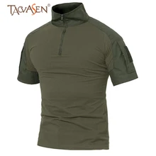 TACVASEN тактическая футболка мужская армейская рубашка походная одежда камуфляжная охотничья рубашка с молнией размера плюс уличные рубашки военные