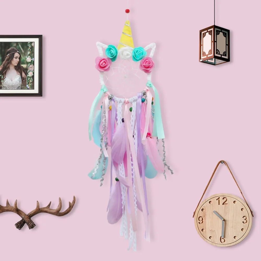 Nuestro cálido atrapasueños Boho decoración para el hogar atrapasueños unicornio Luna búho flor decoración boda fiesta regalos para invitados