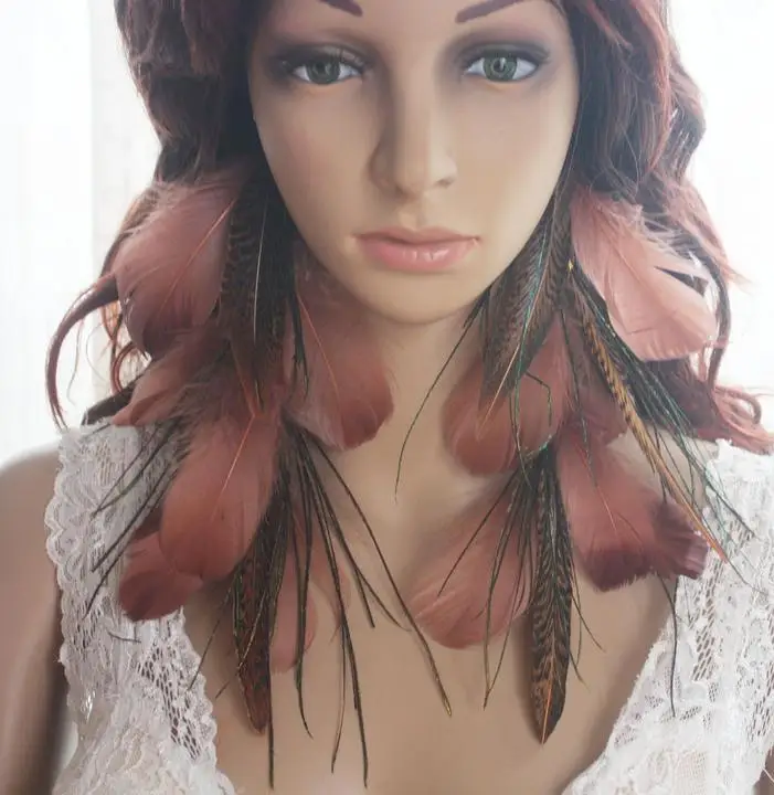 : 28A2-18 Chain Natural Peacock Feather Earrings Jewelry 1 Pair | Украшения и аксессуары