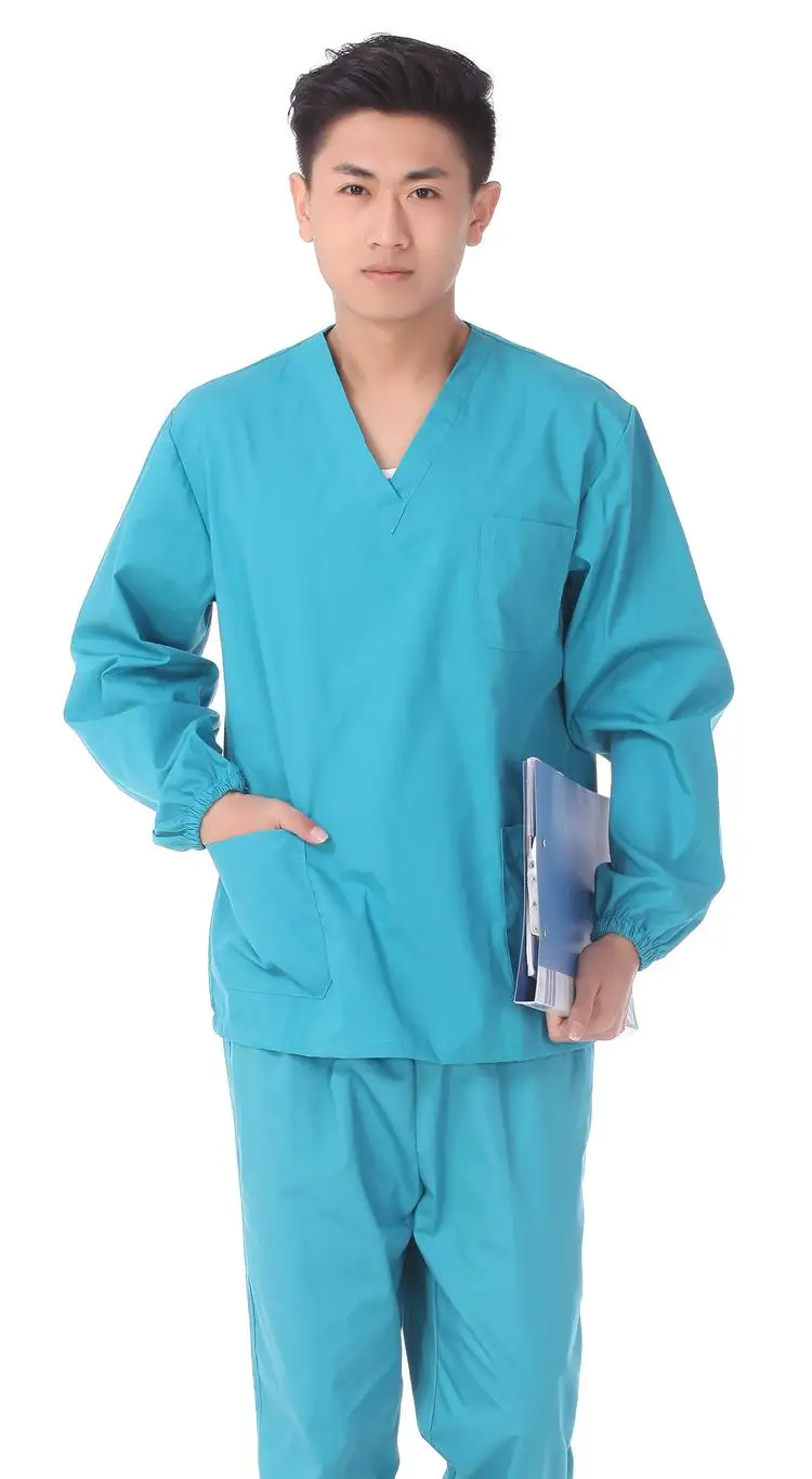 Новинка размера плюс, женская летняя униформа для медсестры с v-образным вырезом, больничный медицинский набор, одежда с длинным рукавом/с коротким рукавом, хирургические скрабы - Цвет: shirt and pants