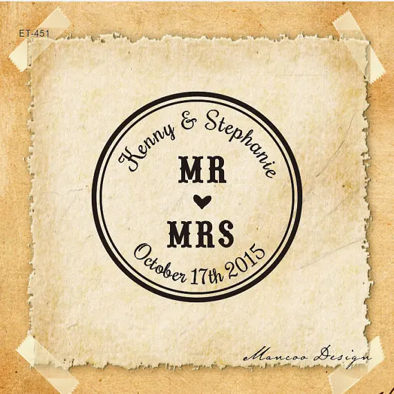 Free shipping Welcome Custom Mr and Mrs Wedding Stamp Personalized Rubber Logo | Канцтовары для офиса и дома