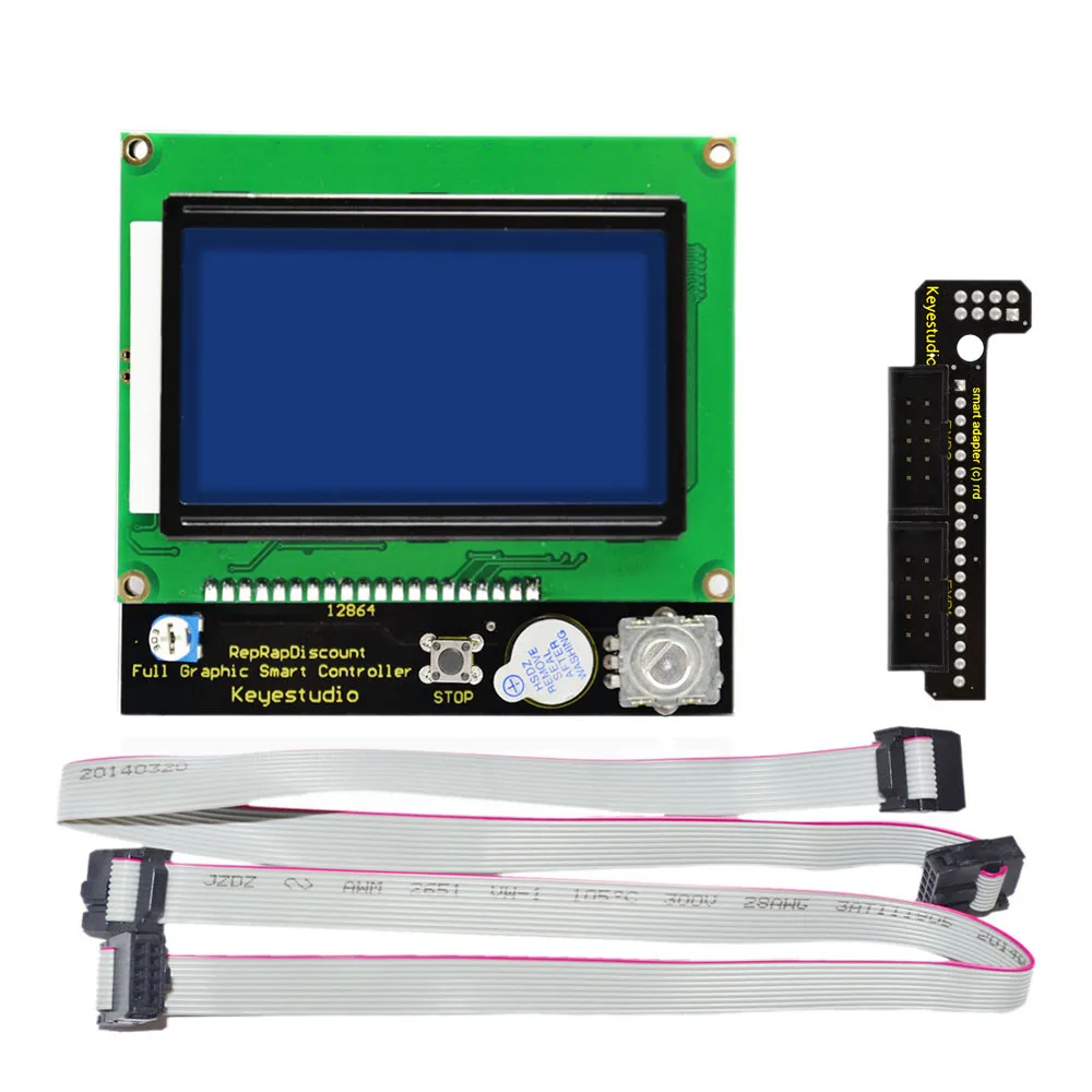 Free shipping ! Keyestudio 3 D printer controller RAMPS 1.4 LCD 12864 LCD control panel (blue) for Arduino 3 D printer KS0149