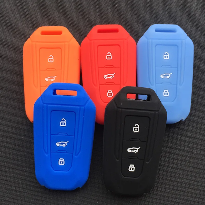 

ZAD 3 buttons Silicone car key cover case shell protector skin pocket set for BJ20 20 BJ40 40 BAIC MOTOR BeiJing Car key fob