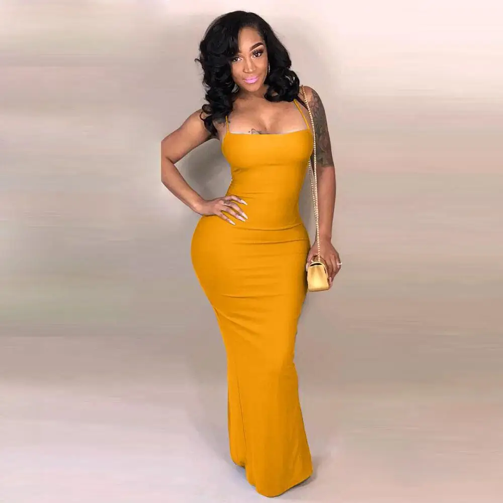 

Sexy Nightclub Strap Strapless Hollow Out Backless Split Skinny Solid Women Maxi Party Dress Vestidos Bodycon Summer Dress