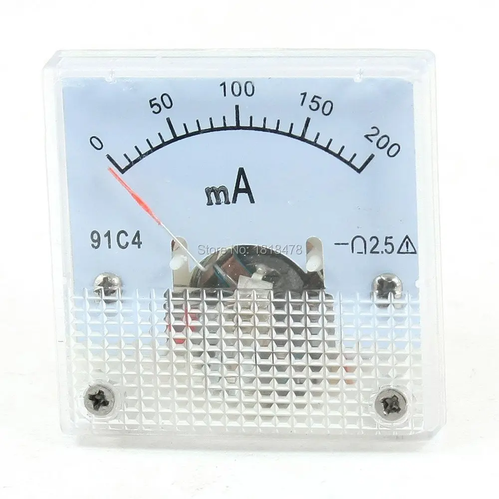 Квадратный аналоговый панельный измеритель 91c4 DC 0-200mA, класс 2,5, амперметр, амперметр 45*45 мм