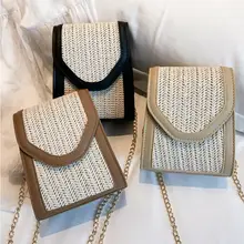 Новая женская квадратная Кожа PU+ соломенная сумка цепи сумки пляжная сумка маленькие сумки через плечо женские сумки через плечо Модные