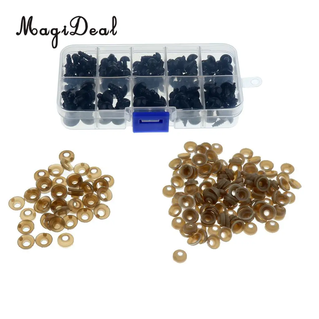 MagiDeal 142Pcs/Lot Plastic Safety Eyes for Teddy Bear Doll Craft Plush Animal DIY Hand Making Toys