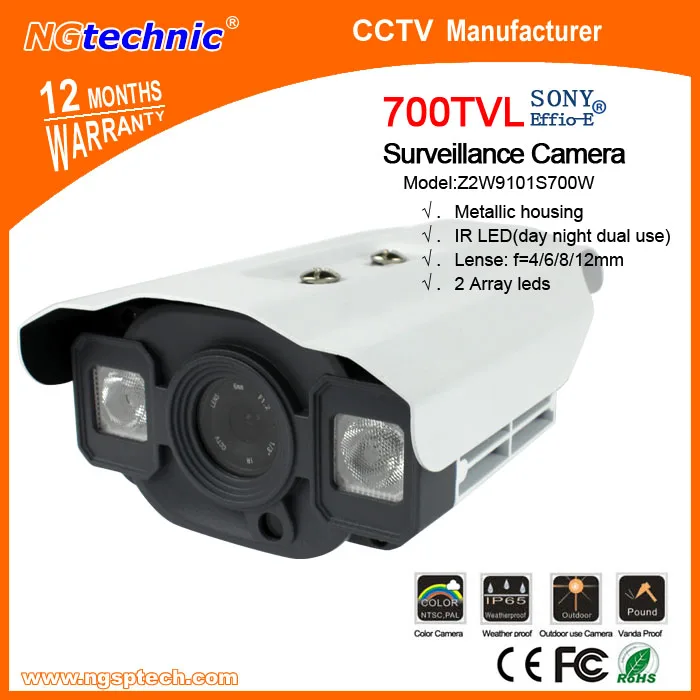 

New arrival 1/4"  700TVL 2 Array LEDs CCTV System waterproof surveillance IR LEDcamera day night dual use free shipping