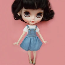 1 шт. милый Блит платье куклы синего джинсового цвета/розовый в целом платье для азон, licca 1/6 куклы аксессуары