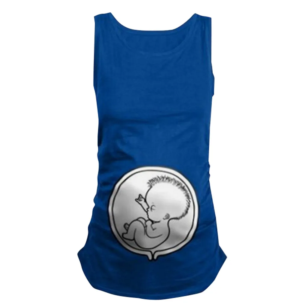 MUQGEW/женские топы без рукавов для беременных; жилет для кормящих детей с рисунком; летние топы для беременных; ropa mujer; - Цвет: Blue