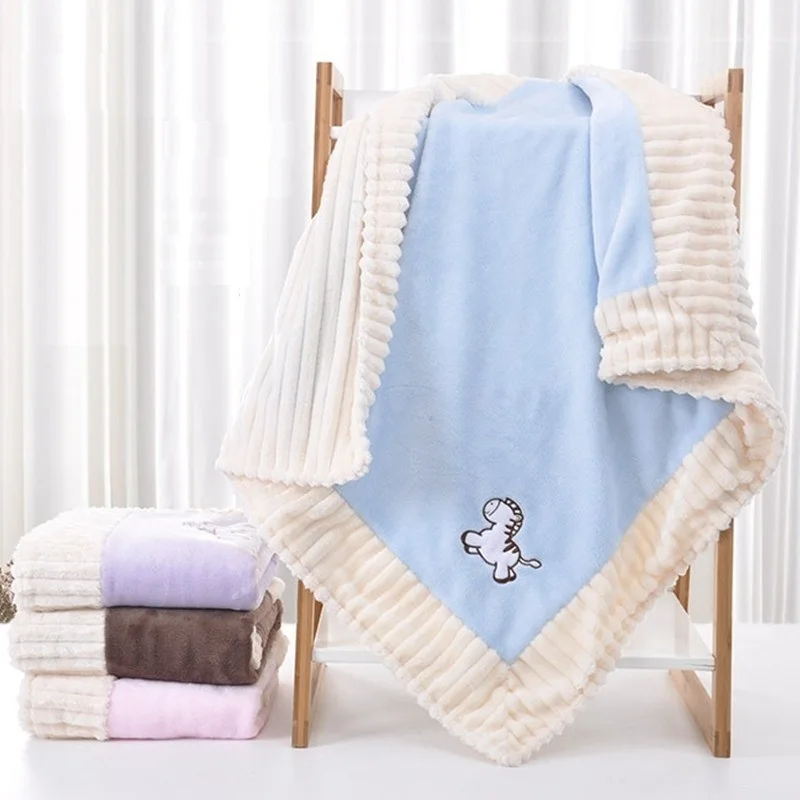 Детское одеяло вышивка вязаная из флиса с Одеяло младенческой Пеленальный получения коляска Обёрточная бумага новорожденных Детское