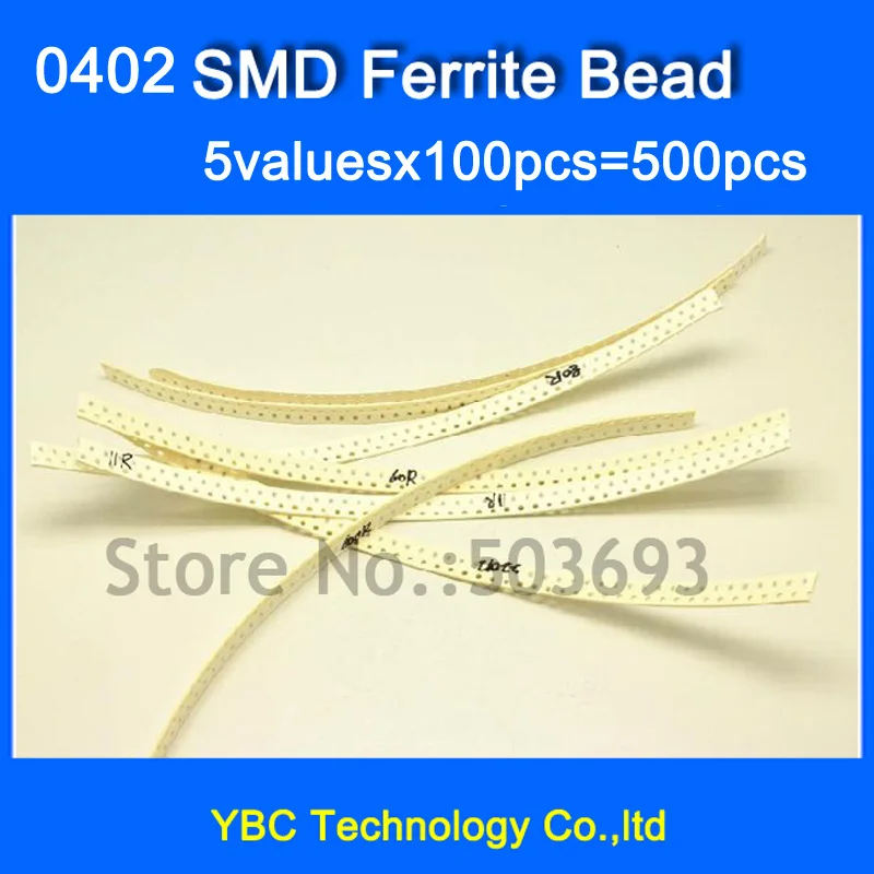 0402 SMD Ferrite Bead Pack BLM Series 5valuesX100pcs=500pcs 10R 30R 60R 80R 120R Assorted Kitin