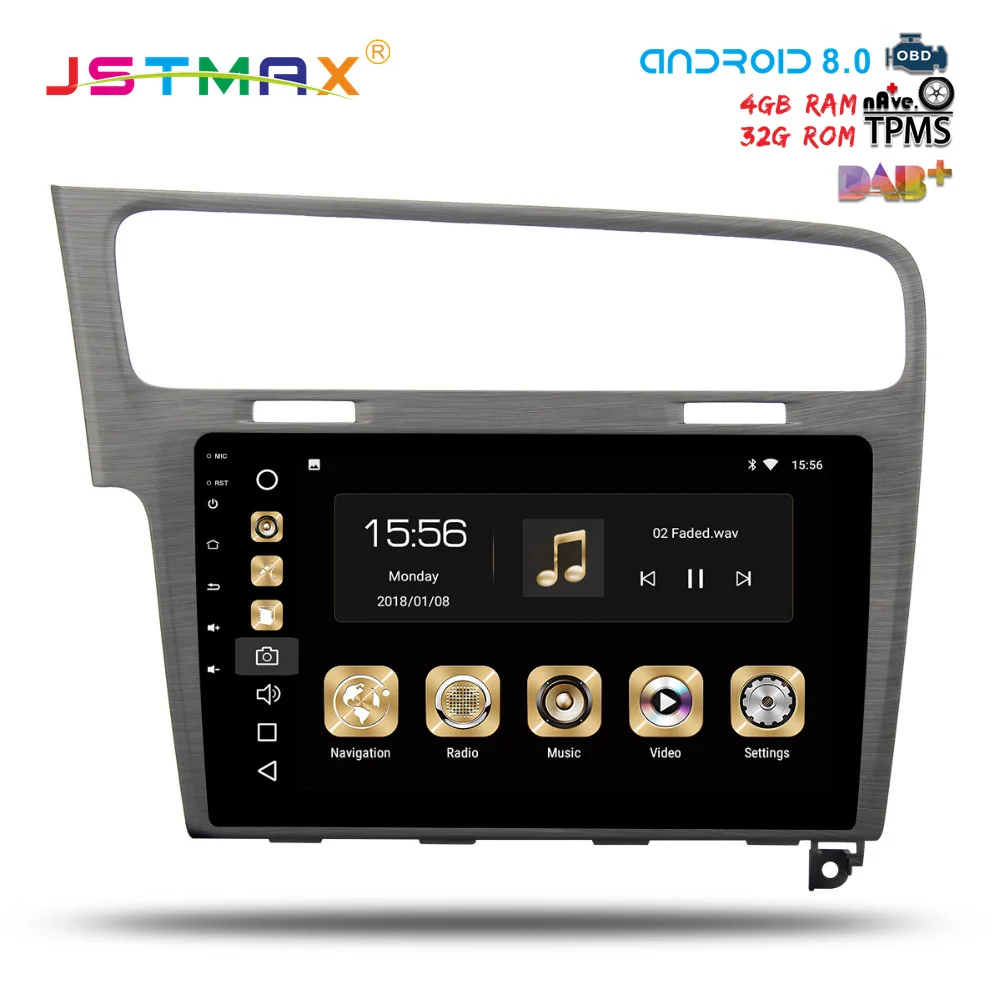 JSTMAX 10 2 &quotAndroid 8 0 автомобильный dvd для VW Golf 7 2013 2014 2015 2016 2017 GPS navi Octa Core 4 ГБ 32 Авто