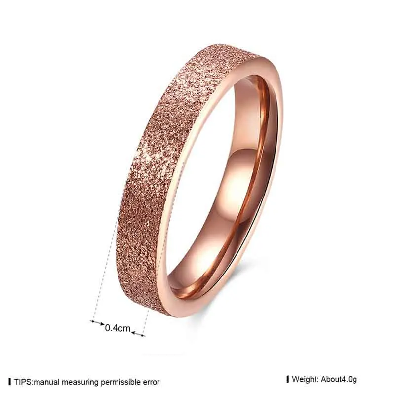 YANHUI Never Fade Rose Gold Color Wedding Ring Titanium Steel Jewelry Frosted Couple Engagement Rings For Men and Women LR089