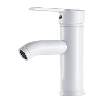 

Contemporary Nordic White Hot and Cold Basin Faucet Bathroom Home Above Counter Water Tap Stainless Steel Bathroom Basin Faucet