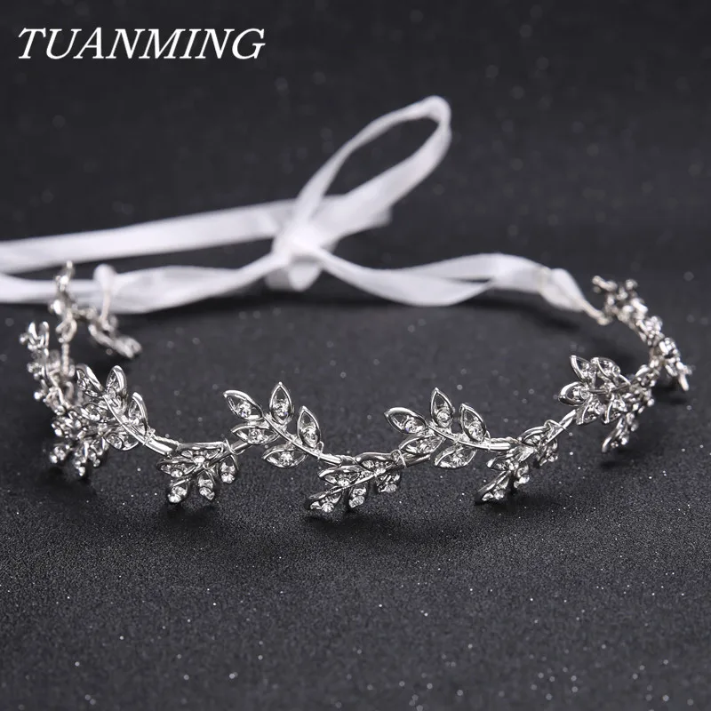 

Ribbon Vintage Silver Leaf Wedding Headband Bridal Hair Vine Hair Accessories Headpieces For Women's Hair For Wedding