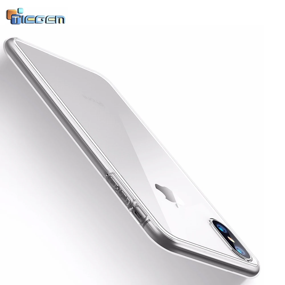 Прозрачный силиконовый мягкий ТПУ чехол Tiegem для iPhone X, XS, 6, 6s, 6plus, 6s Plus, прозрачный чехол для телефона, для 7, 7, Plus, 8, Plus