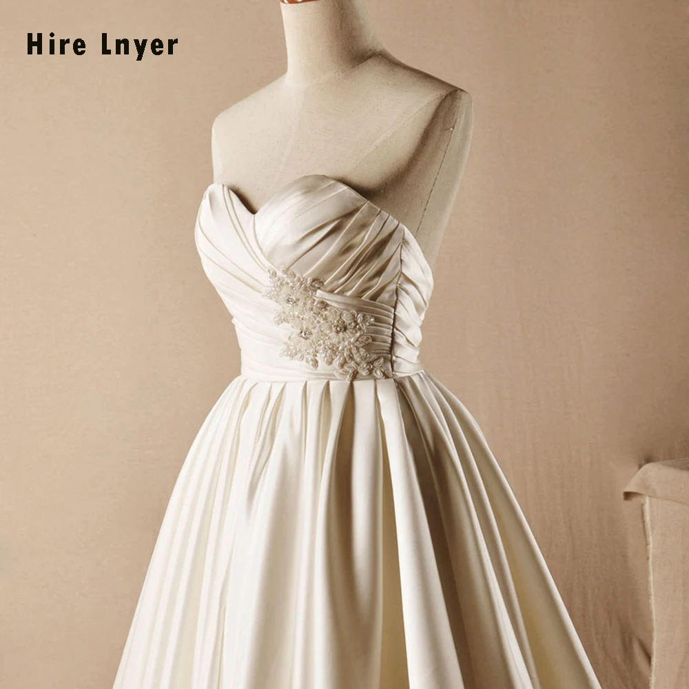 Женское атласное платье футляр HIRE LNYER Vestido Noiva блестящее свадебное с бусинами и