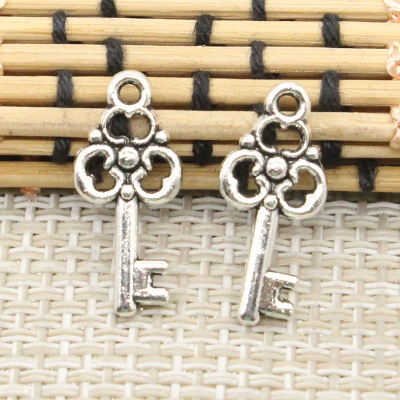 10pcs Charms retro treasure chest key 22*10mm Tibetan Silver Plated