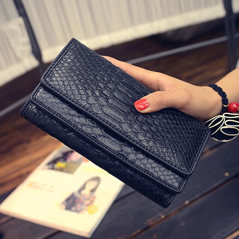 Women&#39;s Snake Skin Pattern Leather Wallets Female Long Wallets Famous Brand Money Wallet Girl ...