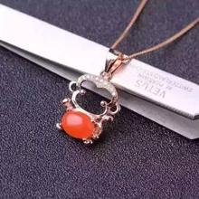 Природный южного красная Агатовая подвеска S925 серебро с натуральным желтым кристаллом подвеска Цепочки и ожерелья модный элегантный в виде симпатичной обезьянки нижнее белье для женщин ювелирные изделия