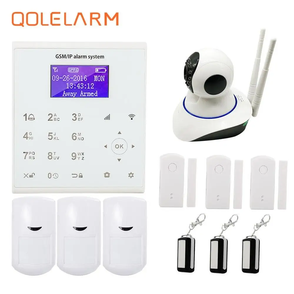 

Spanish Polish 433 mhz GSM GPRS touch screen home alarm wifi cloud ip camera security system door sensor rechargeable battery