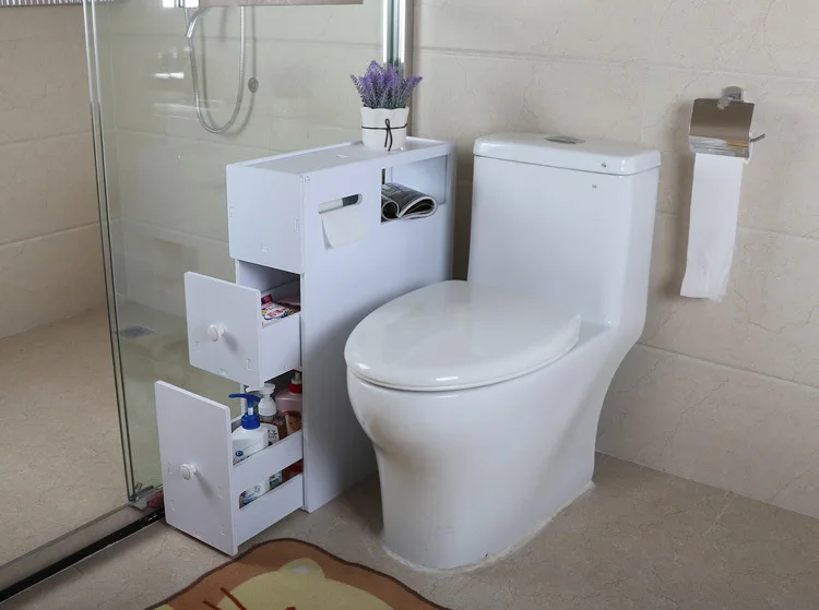 Лидер продаж! Подвижный туалетный боковой шкаф для ванной комнаты, стеллаж для хранения туалета, пылезащитный стеллаж, напольная стойка с колесом белого цвета