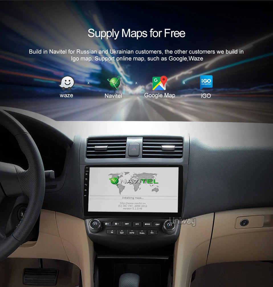 Flash Deal Uniway AYG1071 2G+32G android 8.1  car dvd for Honda Accord 7 2003 2004 2005 2006 2007 car radio video player gps navigation car 10