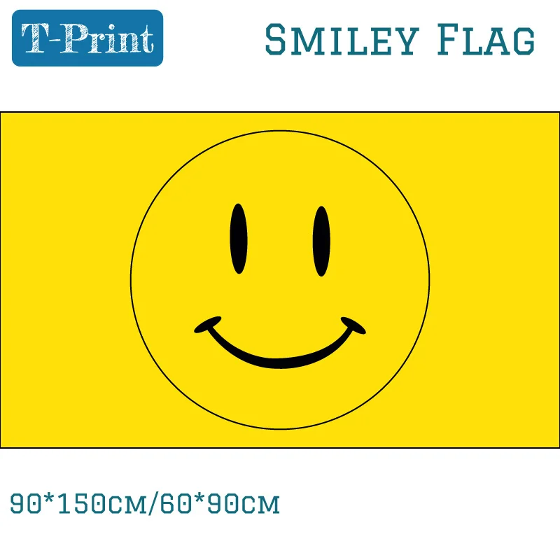 

90*150cm 60*90cm Happy Face Smiley Yellow Flag 3x5ft For Office Home Children