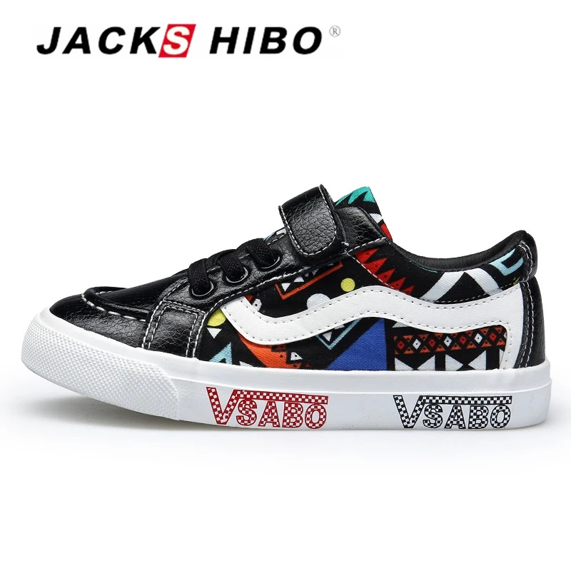 JACKSHIBO New Kids Shoes Boy Casual Shoes Flats Snekers Children's Leather Sneakers Watertight School Footwear for All Season