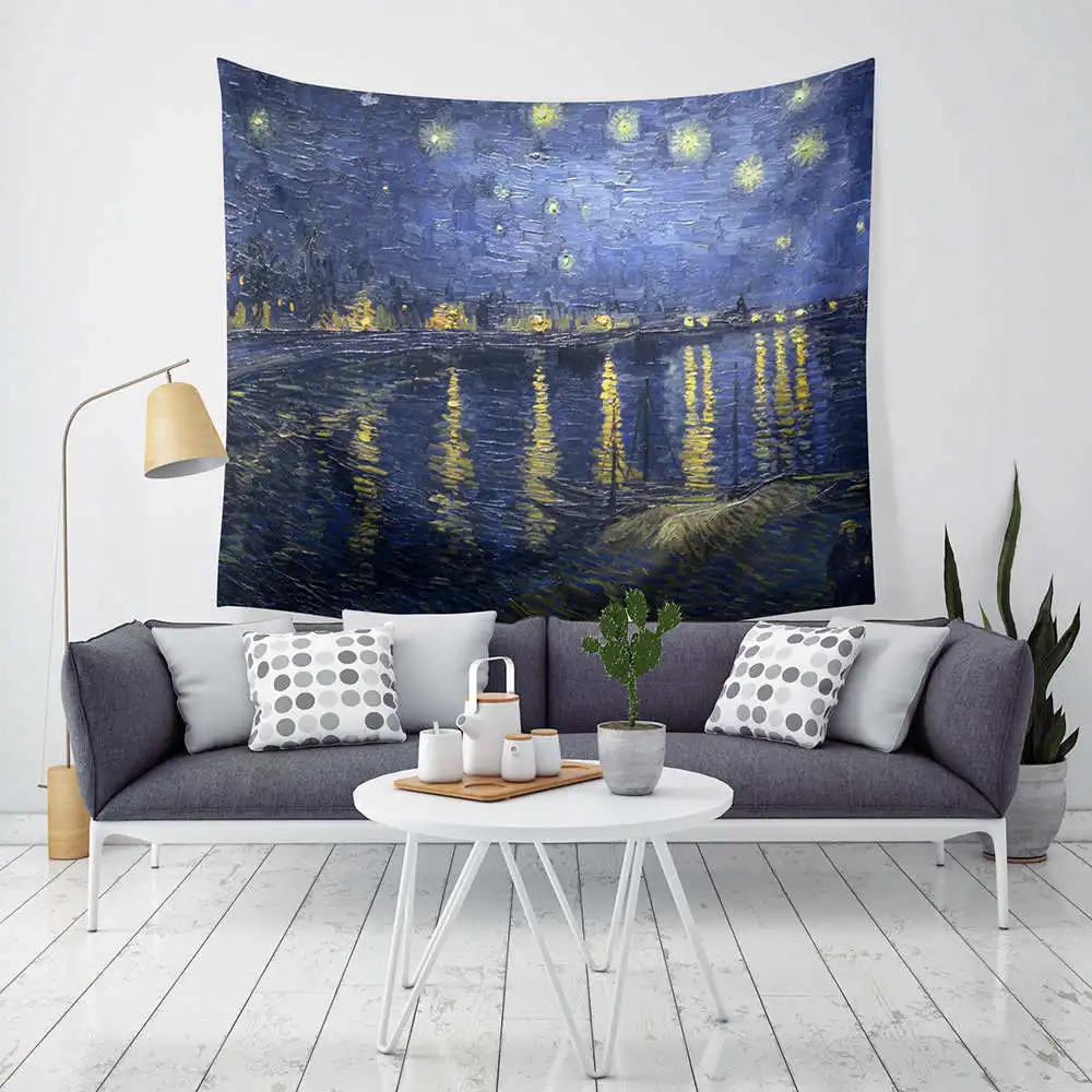 Hippie Nature Oil Paint Printed Decorative Wmacrame Wall Hanging Tapestry Table Cover Beach Picnic Boho Decor Mandala Tapestry