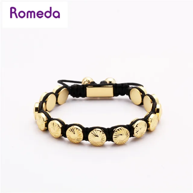 Romeda Fashion Bracelet Men Gold Copper Metal Round Beads Romeda Fashion Bracelet Men Gold Copper Metal Round Beads Jewelry Diy Rope Chain Handmade Luxury