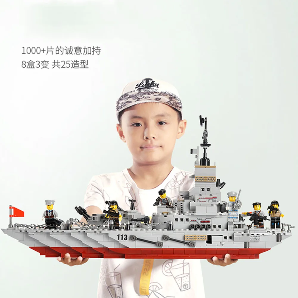 

2019 New 8in1 Military AircraftN and Carrier Battleship Model Toy Compatible Legoings Military City TSeries Building Blocks Gift