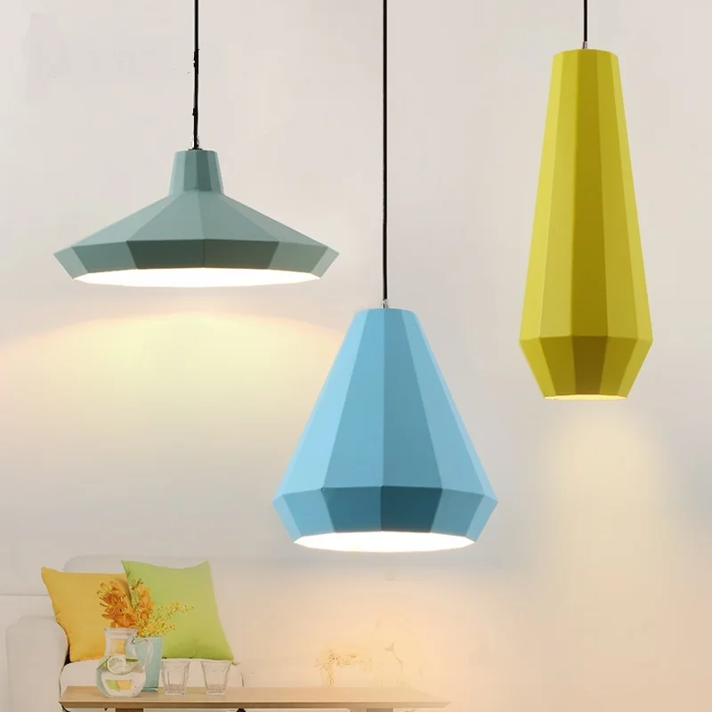 

Nordic dining modern minimalist color single head three restaurants hotel lamps wrought iron living room Pendant LO7184