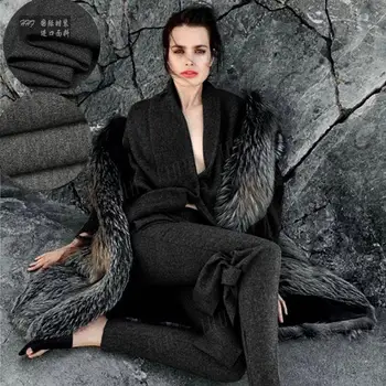 

Customized 155cm wide high-end heavyweight thickening elastic cotton knitted fabric gray autumn and winter jacket