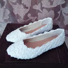 Кружевные свадебные туфли белые женские шнуровка женская обувь Свадебные невесты с цветочным узором для девочек ужин вечерние свадебные без каблука обувь на каблуке