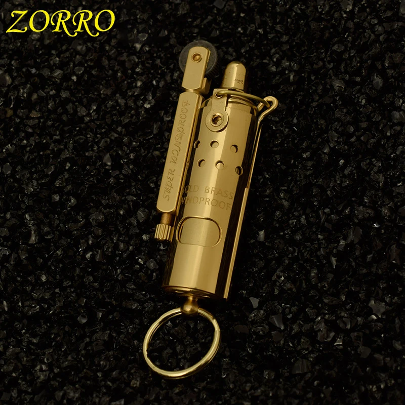 Латунный бренд Zorro, бензиновая зажигалка, масло, бензин, многоразовая Зажигалка для сигарет, зажигалка для курения, огненный стиль