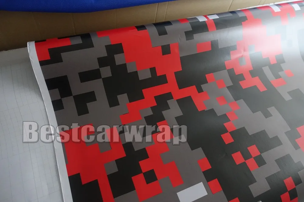 Red white black camouflage vinyl wrap camo pixel digital mosaics Car auto wrapping film Foile 3M printed matte gloss (6)